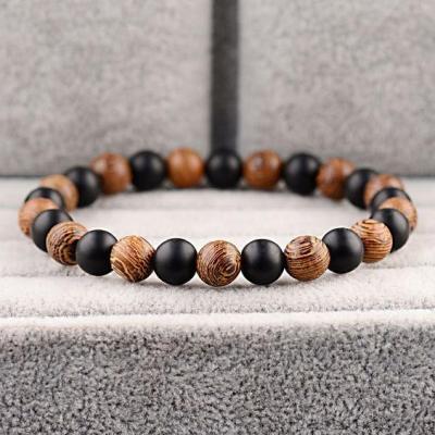 دستبند سنگ اونیکس و چوب