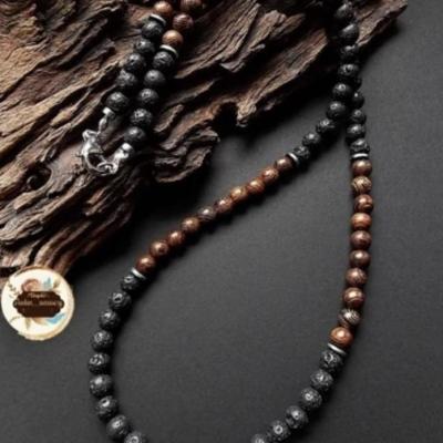 گردنبند سنگ لاوا و چوب زنانه و مردانه