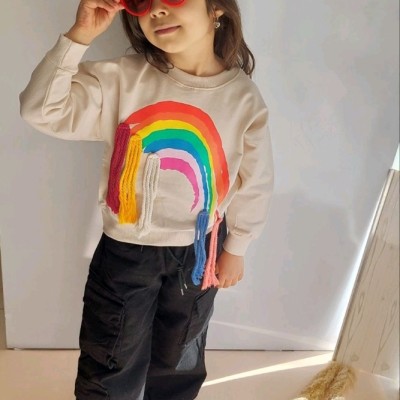 بلوز تک رنگین کمان دخترانه پنبه دورس