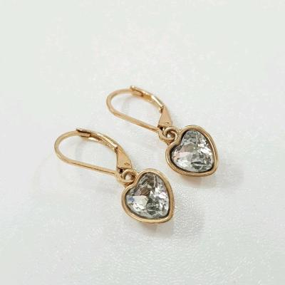 گوشواره قفلی طلایی آویز قلب نگین درشت ، کیفیت عالی-152712