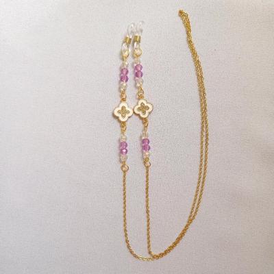 بند عینک زنانه زنجیری بنفش و ونکلیف سفید-153646