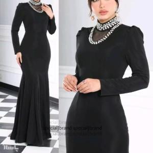 پیراهن مهمانی زنانه کرپ مدل پیراهن پوشیده ماکسی مجلسی الیکا 88779-155868