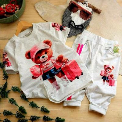 ست تیشرت شلوارک ملانژ تدی