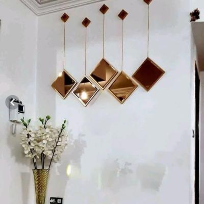 آینه پنچ تیکه لوزی طلایی