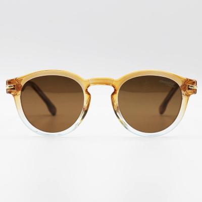 عینک آفتابی پلاریزه Carrera با فریم گرد، رنگ عسلی، لنز قهوه ای تیره و دسته سیم دار مدل P581006