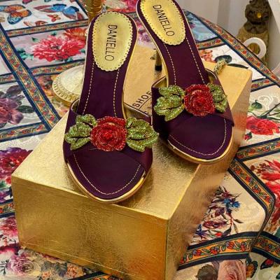 کفش مجلسی بنفش گل رز برند Daniello ایتالیا