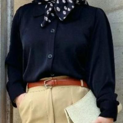 شومیز مشکی کرپ الیزه زندیه