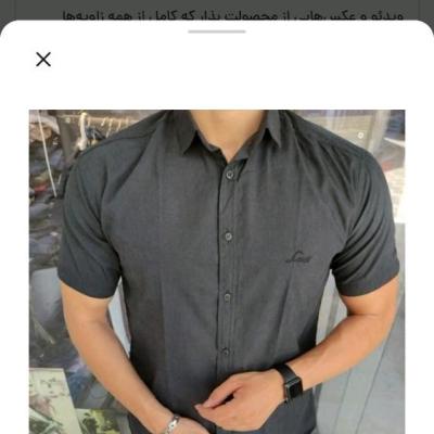 پیراهن نخی آستین کوتاه مردانه رنگ طوسی تیره سایزهای ایکس و 2ایکس لارج