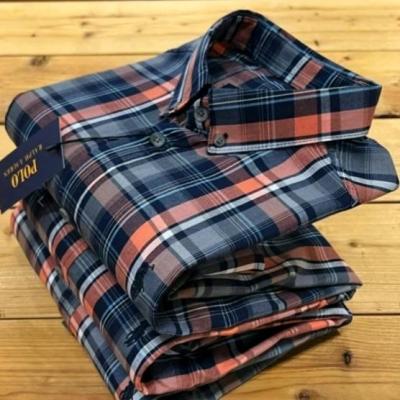 پیراهن نخی آستین بلند چهارخونه مردانه سایزایکس و دوایکس لارج