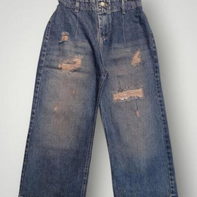 شلوار واید لگ زاپدار لایه دار قد 80 گازوئیلی کمرکش