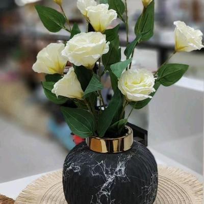 گلدون گیسو ماربل سفید و مشکی