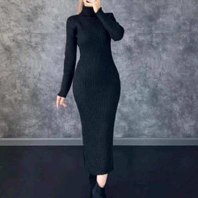 پیراهن مهمانی زنانه پشمی مدل ماکسی بافت یقه اسکی-157917