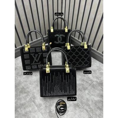 کیف مربعی مجلسی نگینی دسته دار