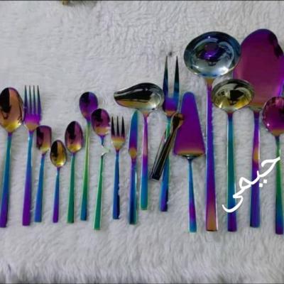 سرویس قاشق و چنگال 24 نفره 144 پارچه هفت رنگ یونیک المان حک ضمانت رنگ-154331