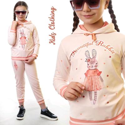 ست بچگانه هودی و شلوار دخترانه خرگوشی دامن تور