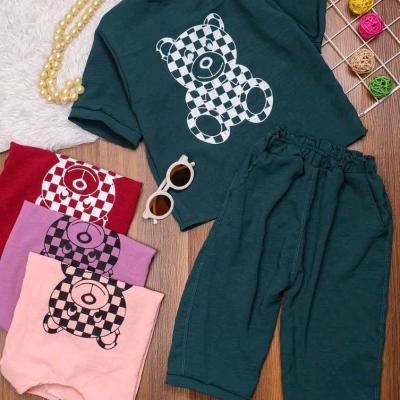 تیشرت شلوارک دخترانه جنس ابروبادی ست تابستونی سایز 50 و 55