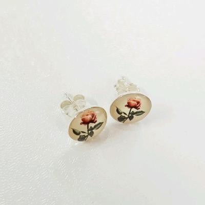 گوشواره گلگوش جنس نقره استرلینگ عیار 925 طرح گل رز