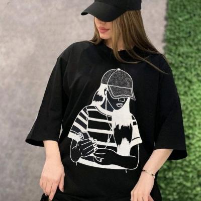 تیشرت لانگ زنانه iphone فری سایز رنگ مشکی