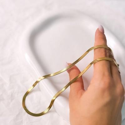 گردنبند ماری هرینگبون طلایی 4 میل استیل - رنگ ثابت ضد حساسیت