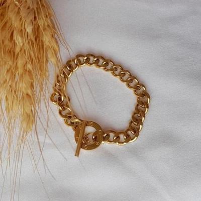 دستبند زنجیر کارتیر استیل با قفل تی - رنگ ثابت