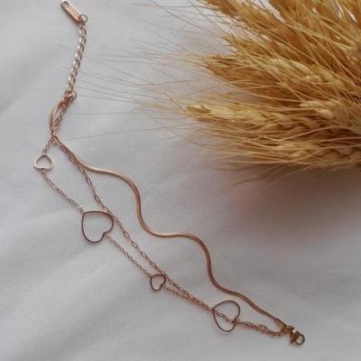 دستبند سه لاین قلب استیل - رنگ ثابت