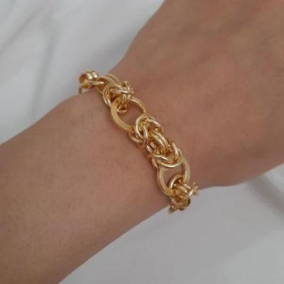 دستبند زنجیری طرح طلا کد 1 - رنگ ثابت