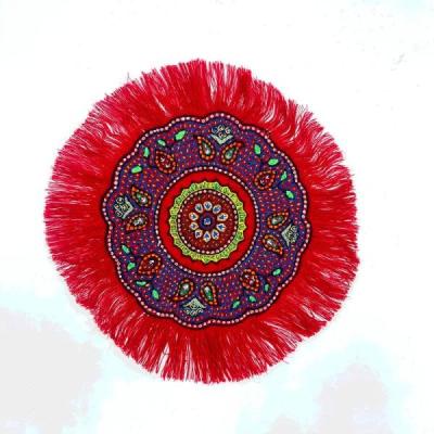 رومیزی پته دوزی رنگ لاکی مدل لاله 25 سانتی