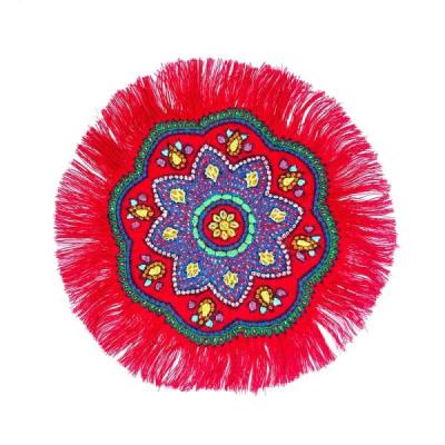 رومیزی پته دوزی مدل گندم رنگ لاکی 25 سانتی