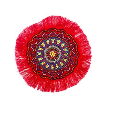 رومیزی پته دوزی مدل زنبق رنگ لاکی 25 سانتی