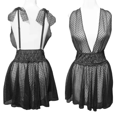 لباس خواب زنانه توری خالدار Delwin کد 185 (لباس زیر فانتزی عروس)