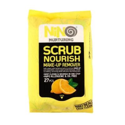 دستمال مرطوب پاک کننده آرایش مدل Scrub Nourish بسته 27 عددی نینو