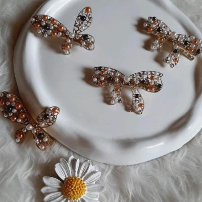 گیره مو انبری فلزی، مرواریدی، طرح پروانه و پاپیون