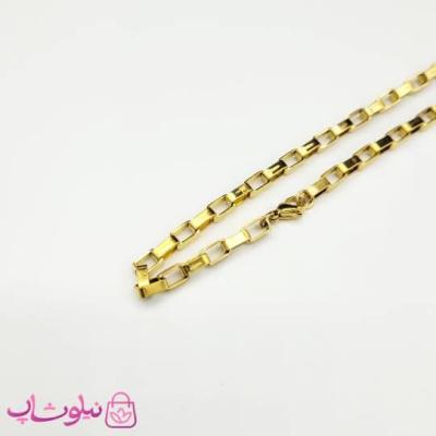 زنجیر مردانه آجری استیل طلایی 75 سانت 2.5 میل کد 799