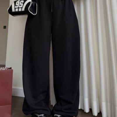 شلوار بگ دورس کرک دار کمرکش مشکی و سرمه ای