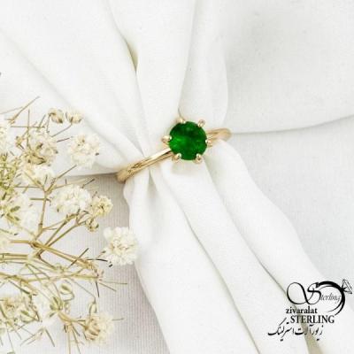 انگشتر ژوپینگ نگین سبز الماسی کد 17647