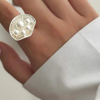 انگشتر صدف و مروارید میناکاری