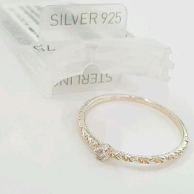 انگشتر نقره عیار 925 تک نگین ، عیار حک شده داخل انگشتر