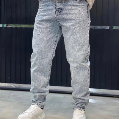 شلوار جین مام فیت طوسی