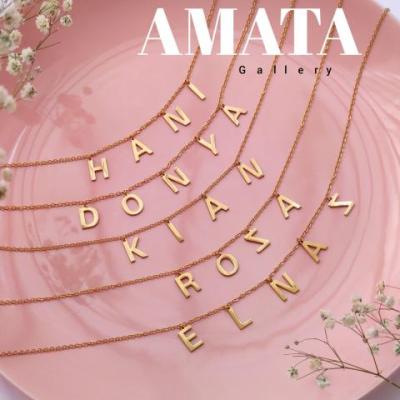 گردنبند اسم حروف جدا استیل طلایی