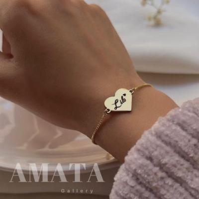 دستبند استیل طرح قلب با حک دلخواه