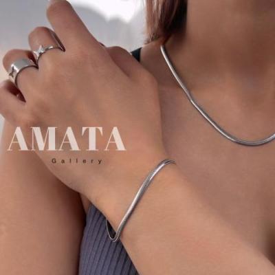 گردنبند پابند و دستبند ماری نقره ای