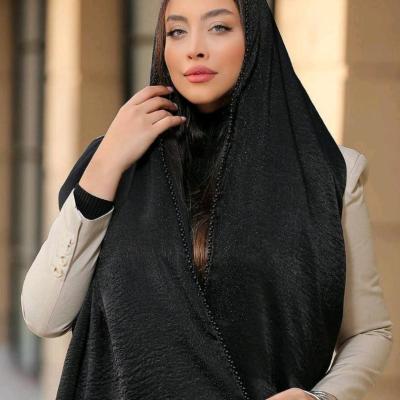 شال زنانه مشکی قواره بلند حاشیه نگین دار (ارسال رایگان) عبیرشاپ