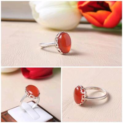 انگشتر زنانه نقره سنگ عقیق سرخ