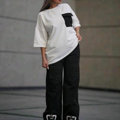 ست تیشرت و شلوار کارگو پنبه گلکسی