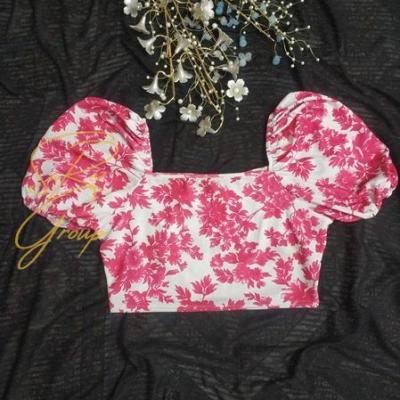 کراپ آستین پفی گل گلی boh-22-42