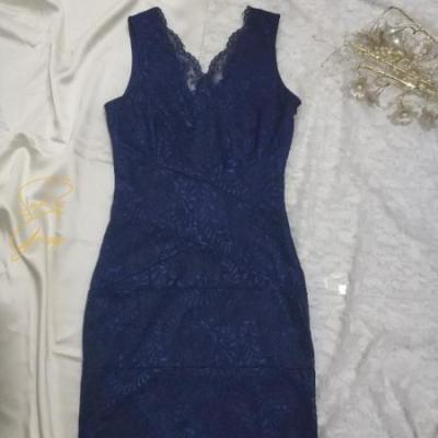 پیراهن مجلسی کوتاه سورمه ای sis-04-36