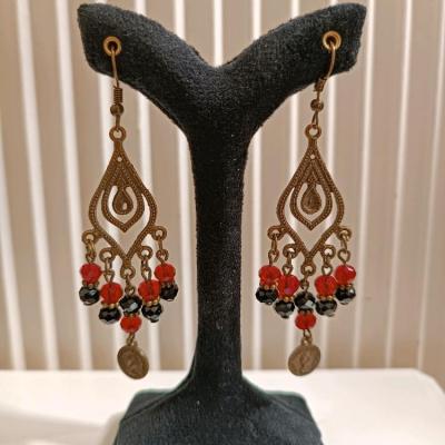 گوشواره سنتی آویزدارزرشکی و مشکی