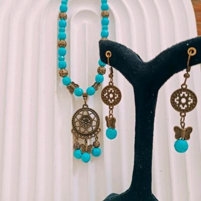 ست گردنبند وگوشواره سنتی سنگ فیروزه