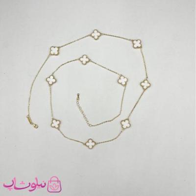 گردنبند رولباسی زنانه ونکلیف سفید آبکاری طلا کیفیت مستر کد 470