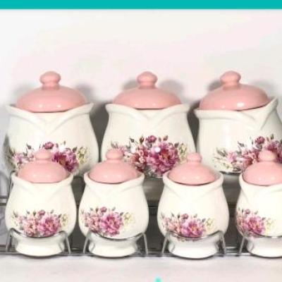 جاادویه و پاسماوری استند دار سرامیکی جا ادویه پاسماوری گلدار ویولا